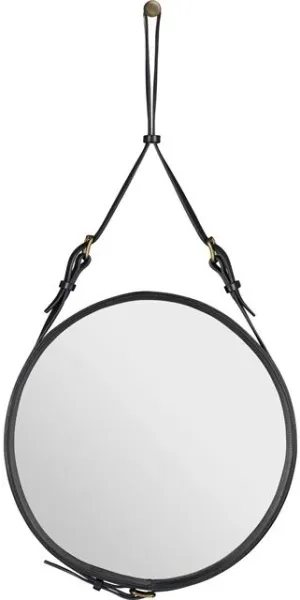 GUBI Adnet Veggspeil Sirkulær Svart Skinn Ø45 cm